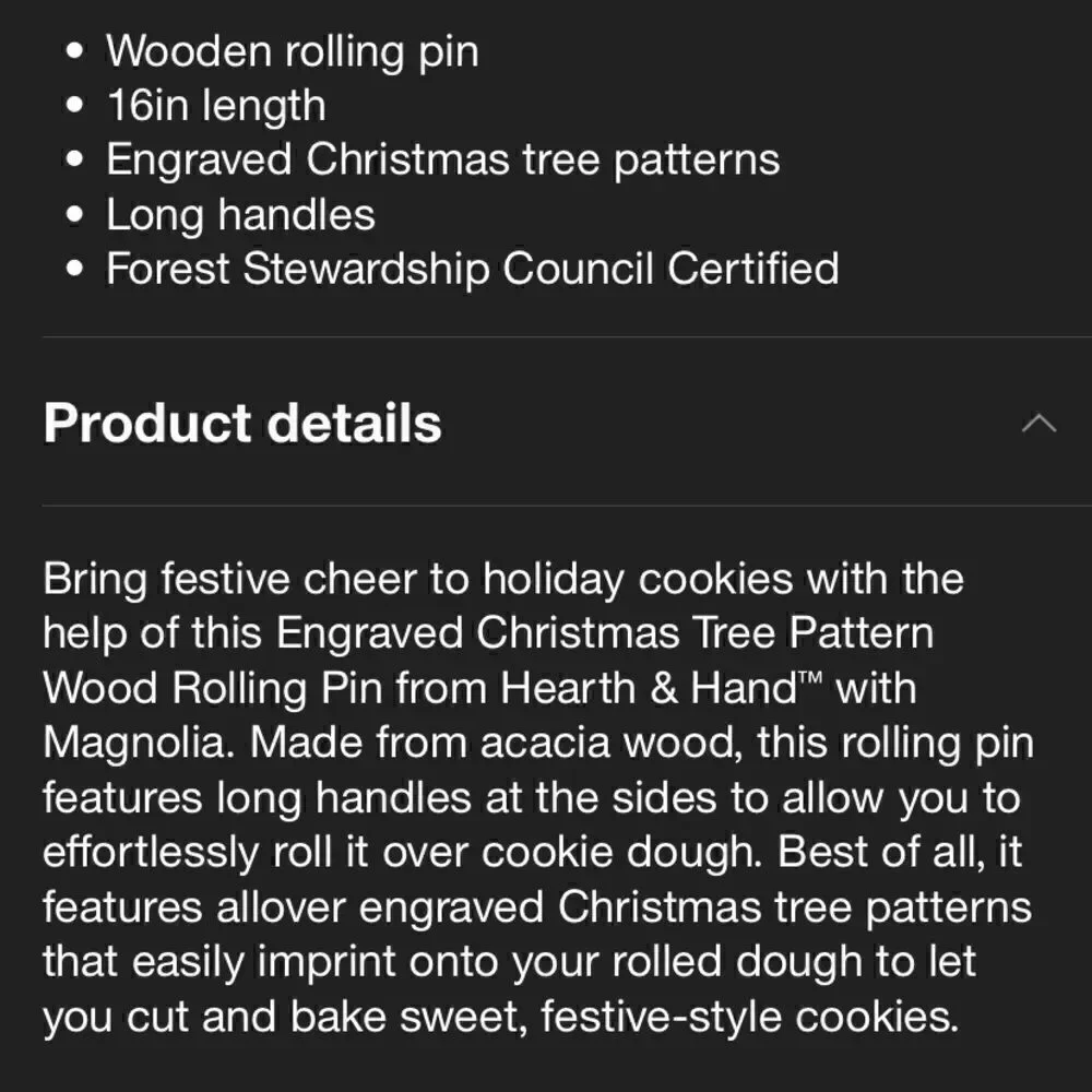 Hearth & Hand Christmas Tree Rolling Pin - Picture 6 of 7